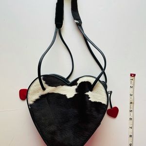 Elegant leather and cowhide Heart Shaped Bag
